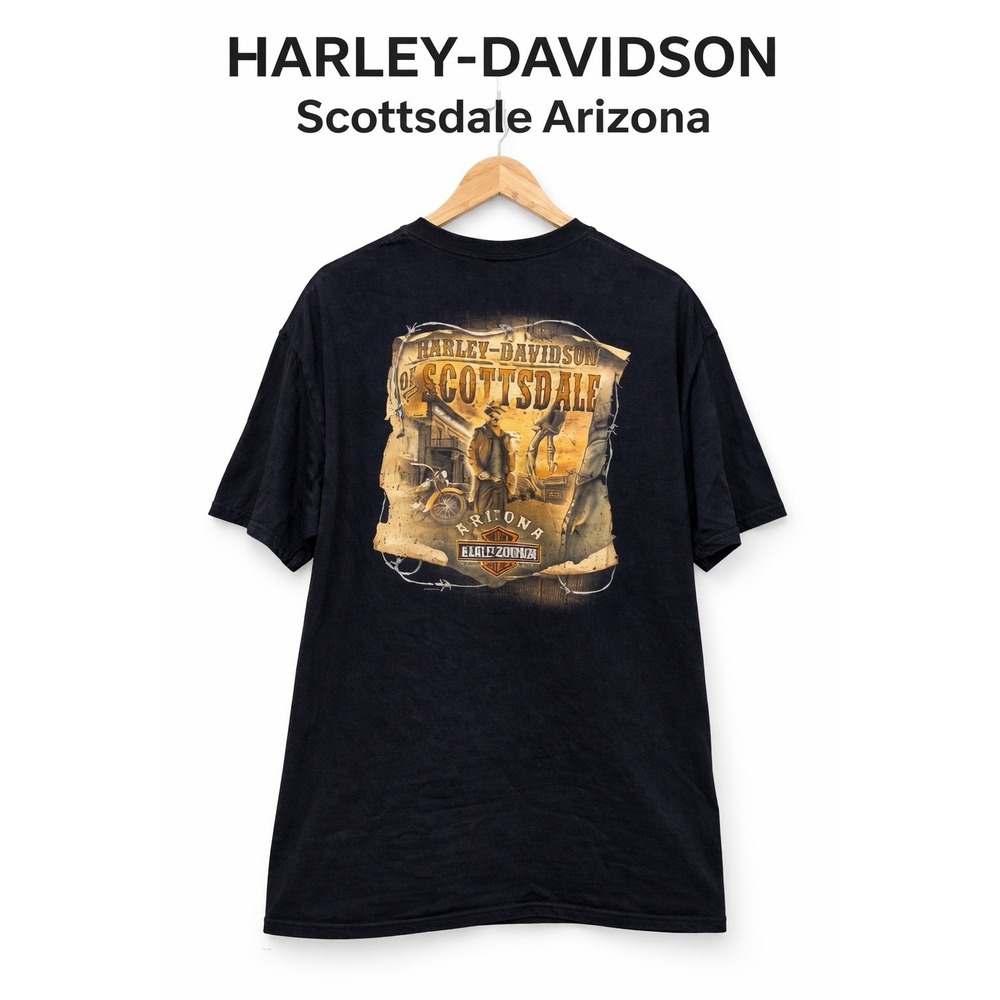 Harley Davidson Scottsdale AZ T Shirt Mens XL Black Back Graphic Biker Tee